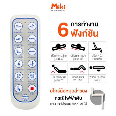 เตียงผู้ป่วยไฟฟ้า MIKI THAILAND JD-H02 4 ไกร์ พร้อมฟูกที่นอน_3